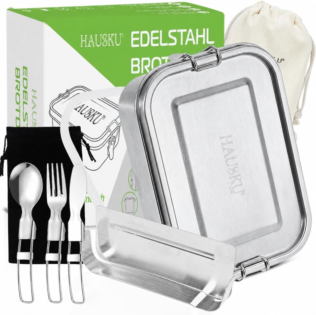 HAUSKU Edelstahl Brotdose 1400 ml